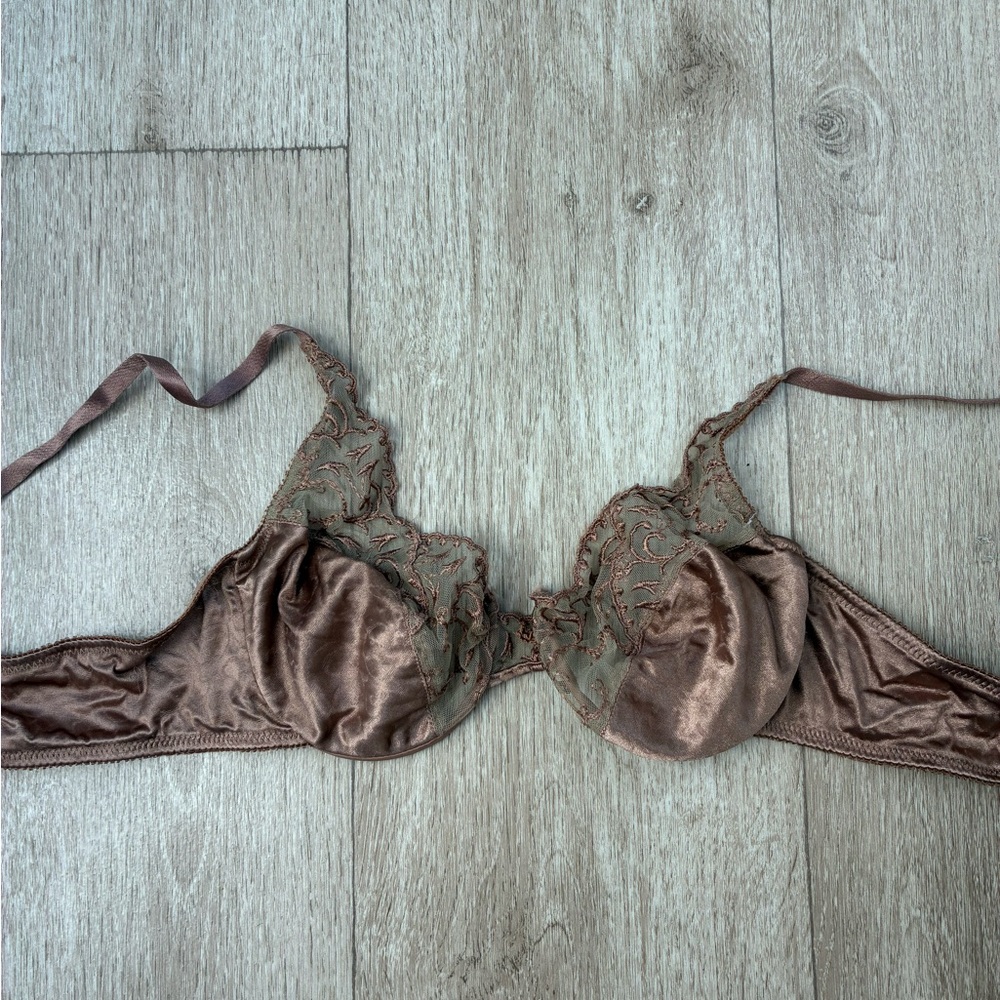 VINTAGE 80’s Dior Brown Lace Embellished Bra